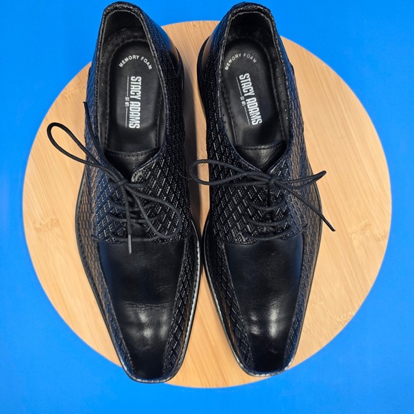 Stacy Adams‎ 25174-001 Black Textured Diamond Leather Oxford Dress Shoes 8M main image 5